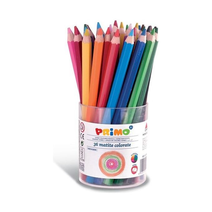 Primo Confezione 36 Matite Colorate Jumbo Laccate