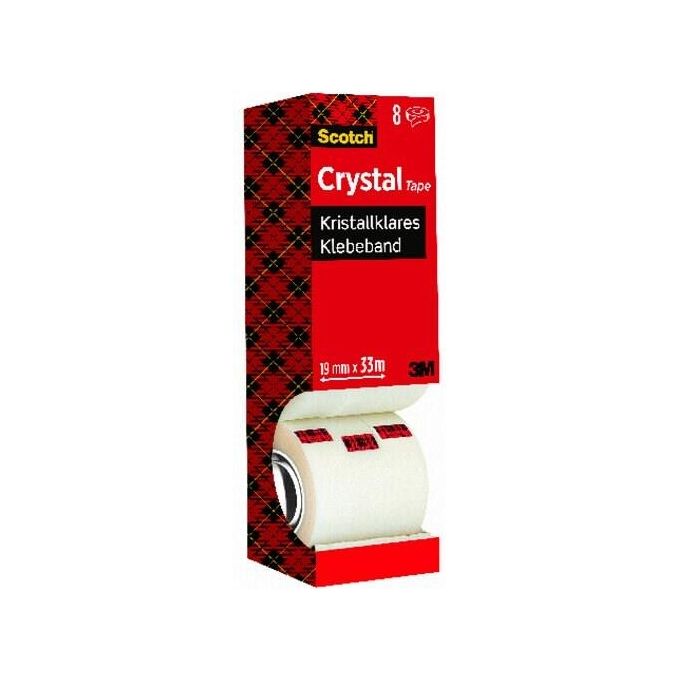 Scotch Crystal Clear Nastro Adesivo Trasparente 19mmx33mm 8 Pezzi