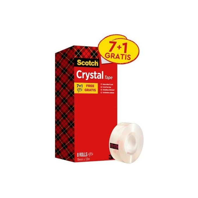 Scotch Crystal Clear Nastro Adesivo Trasparente 19mmx33mm 8 Pezzi