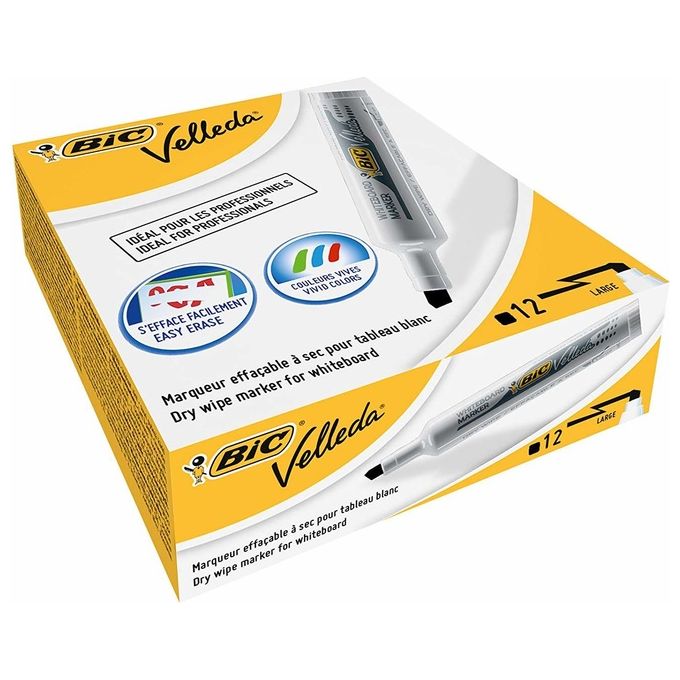Bic Confezione 12 Marker Velleda 1791 Nero