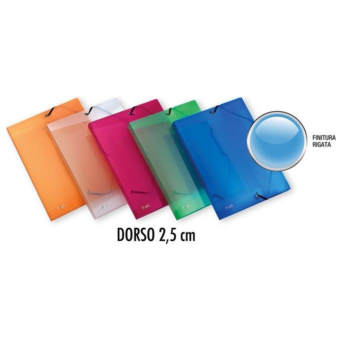 Favorit Cartella 3 Lembi con elastico Lumina 24x32cm Dorso 2,5,cm Trasparente