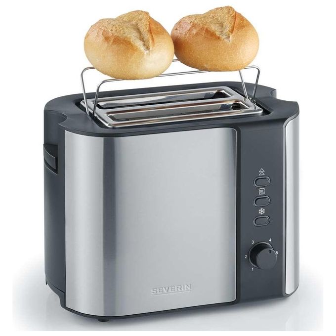 Severin AT 2589 Tostapane 2 Fette 800W Nero-Acciaio Inossidabile