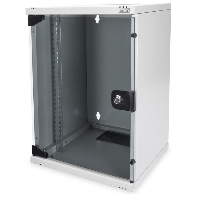 Digitus Armadio Rack 9 Unita 10'' con 1 Ripiano Multipresa Switch di Rete 8 Porte Gigabit Pannello Patch 8 Porte 10 Cavi Rete Grigio