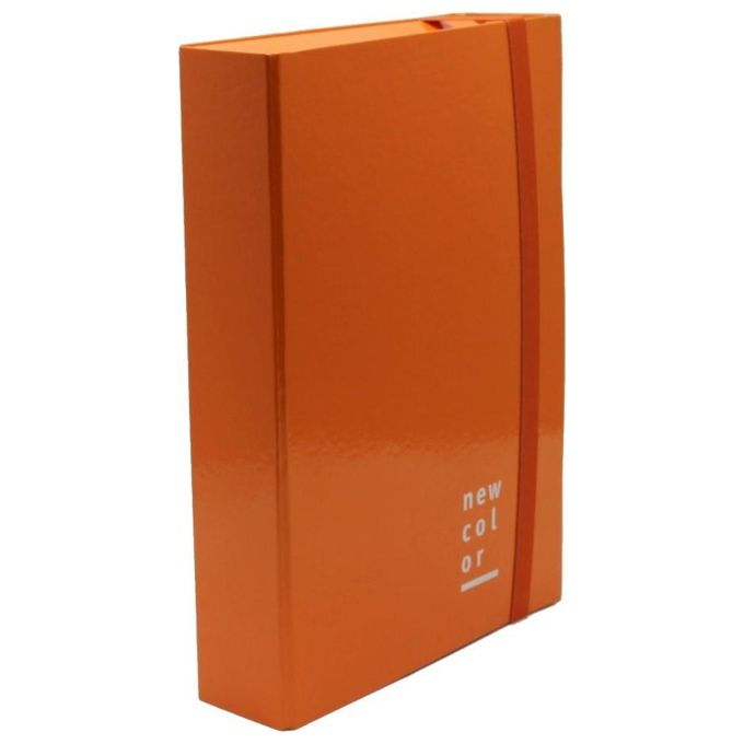 Brefiocart Cartella con Elastico Piatto Dorso 10cm A4 Arancio
