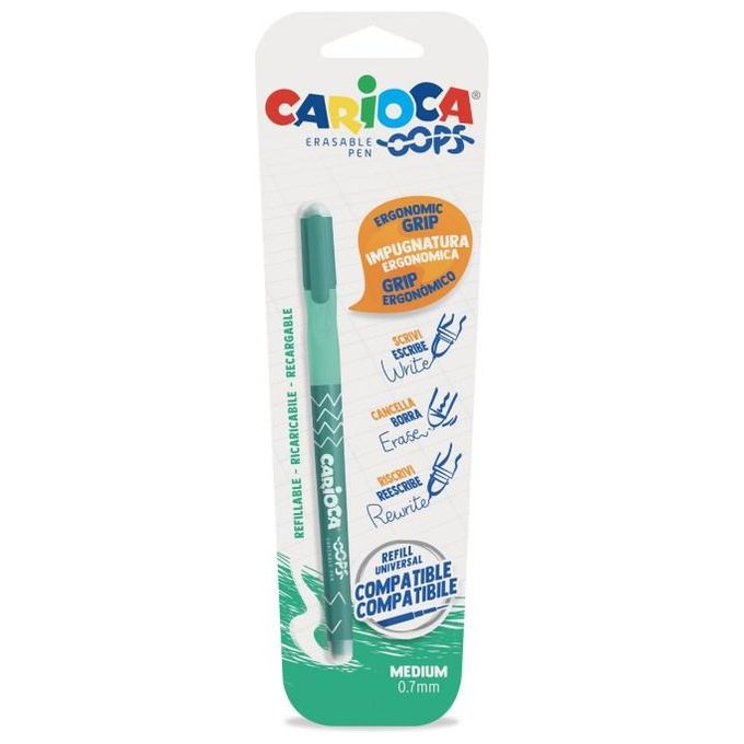 Carioca Penna a Sfera Cancellabile Verde Oops Blister 1