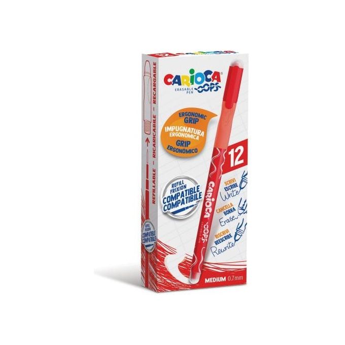 Carioca Confezione 12 Penne Cancellabile Rosso Oops
