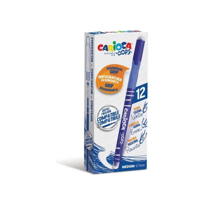 Carioca Confezione 12 Penne Cancellabile Blu Oops