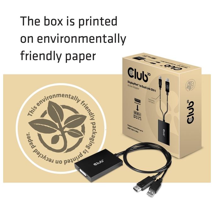 Club3d CAC-1010 Adattatore DisplayPort a Dvi-D Active Dual 4K 30hz