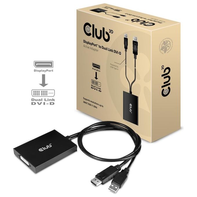 Club3d CAC-1010 Adattatore DisplayPort a Dvi-D Active Dual 4K 30hz