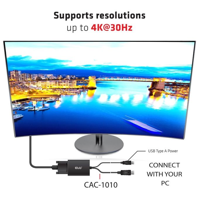 Club3d CAC-1010 Adattatore DisplayPort a Dvi-D Active Dual 4K 30hz