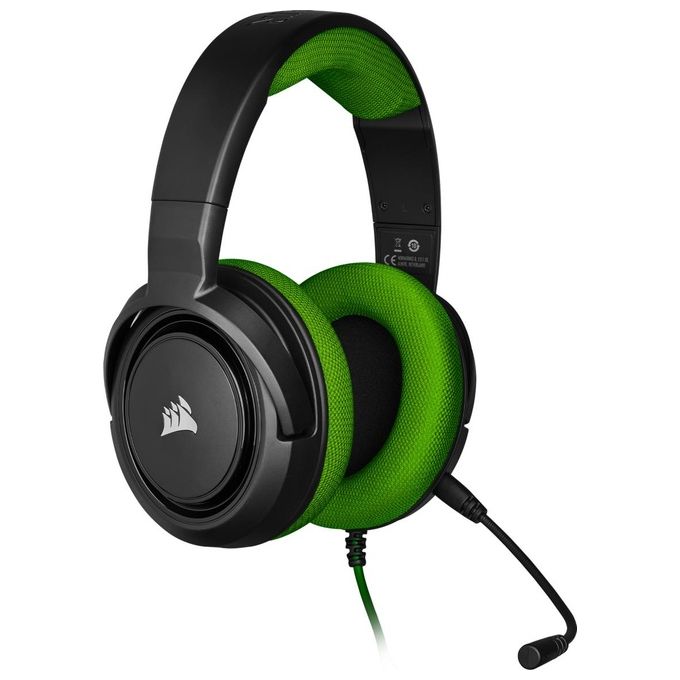 Corsair HS35 Stereo Cuffie Gaming con Microfono Unidirezionale Rimovibile, Altoparlanti in Neodimio da 50 mm, Compatibili con Xbox One, PS4, Nintendo Switch e Dispositivi Mobile, Verde
