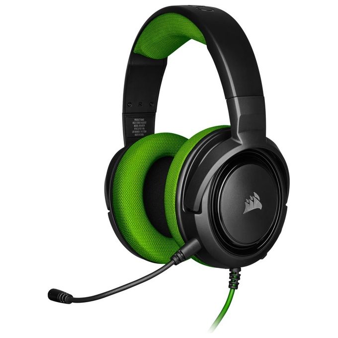 Corsair HS35 Stereo Cuffie Gaming con Microfono Unidirezionale Rimovibile, Altoparlanti in Neodimio da 50 mm, Compatibili con Xbox One, PS4, Nintendo Switch e Dispositivi Mobile, Verde