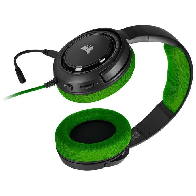 Corsair HS35 Stereo Cuffie Gaming con Microfono Unidirezionale Rimovibile, Altoparlanti in Neodimio da 50 mm, Compatibili con Xbox One, PS4, Nintendo Switch e Dispositivi Mobile, Verde