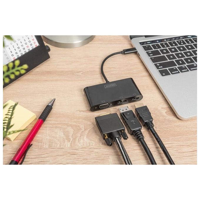 Digitus adattatore usb-c tre porte display port-hdmi-vga