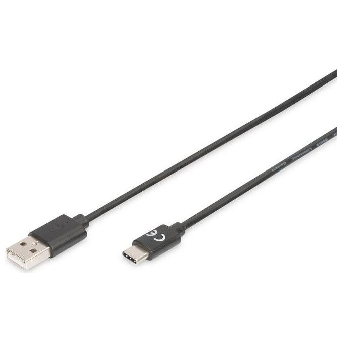 Digitus cavo usb 2.0 tipo-c - a 1,80 mt, 3a, 480mb colore nero