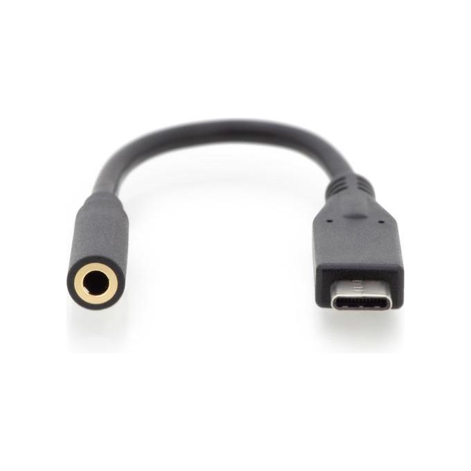 Assmann Adattatore Audio Usb Tipo-C-Jack 3,5mm M-F 0,2mt Nero