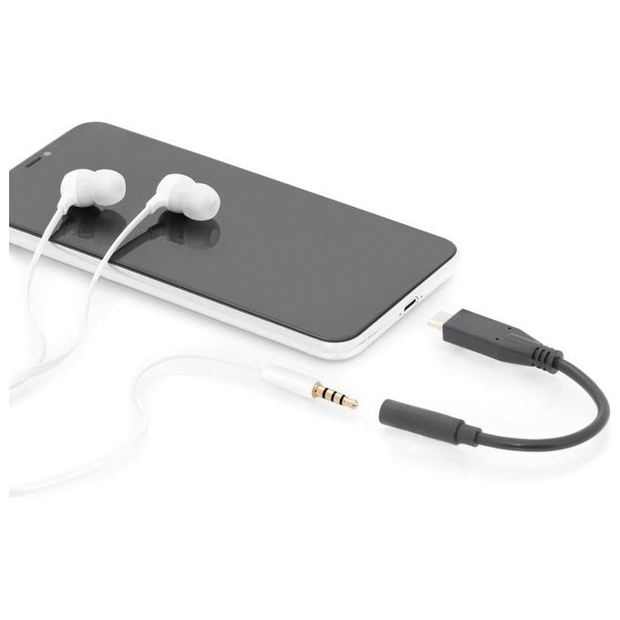 Assmann Adattatore Audio Usb Tipo-C-Jack 3,5mm M-F 0,2mt Nero