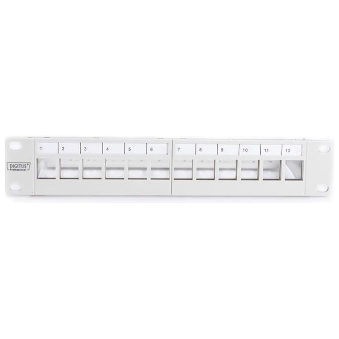 Digitus DN-91419 Pannello Patch Modulare Vuoto Schermato 12 Porte 1U Grigio
