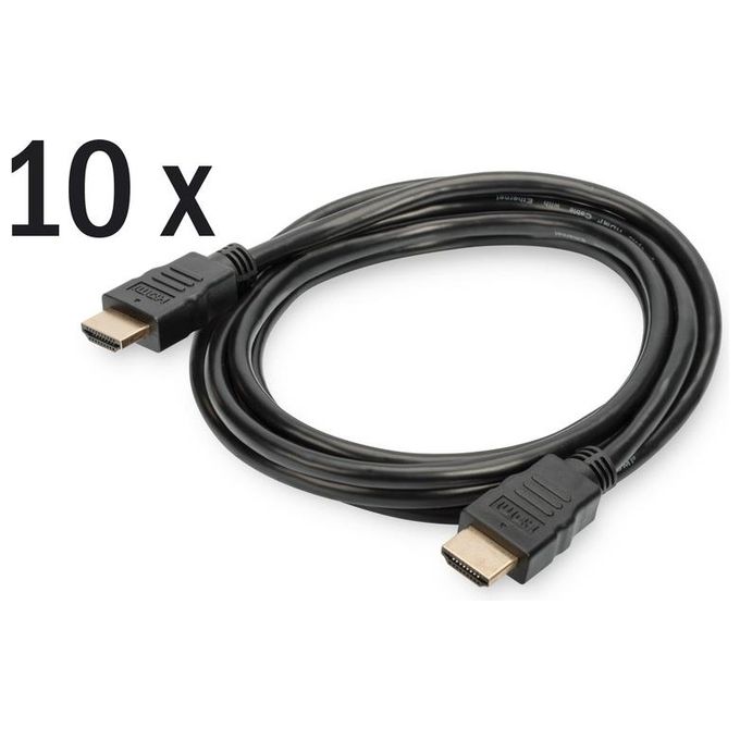 Digitus Set 10 Cavi Hdmi 2.0 4K 60hz 2mt Ultra Hd 60p Contatti Dorati Nero