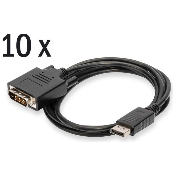 Digitus set 10 cavi displayport - dvi (24+1) m-m, 2.0m full hd