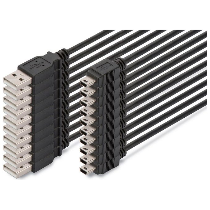 Digitus Confezione 10 Cavi Usb 2.0 A-Mini B Maschio-Maschio 1,8mt Nero