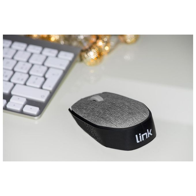 Link mouse wireless in tessuto colore grigio con ricevitore usb 1000 dpi