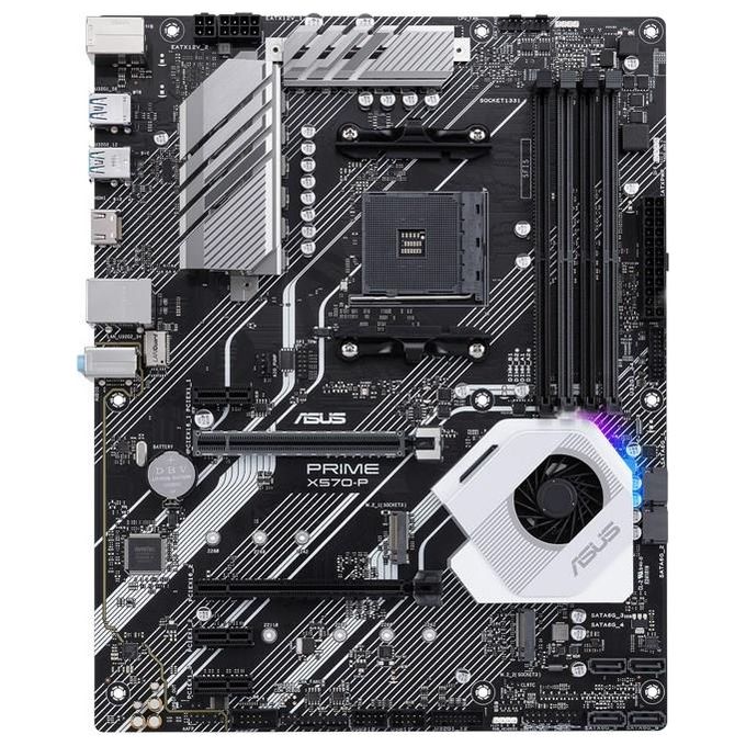 ASUS Prime X570-P Scheda Madre, ATX AMD AM4 Ryzen 3000, 12 fasi di alimentazione DrMOS PCIe 4.0 M.2 DDR4 Intel LAN HDMI DP SLI CFX SATA, USB 3.2 Gen 2 Type-A Type-C Aura Sync RGB