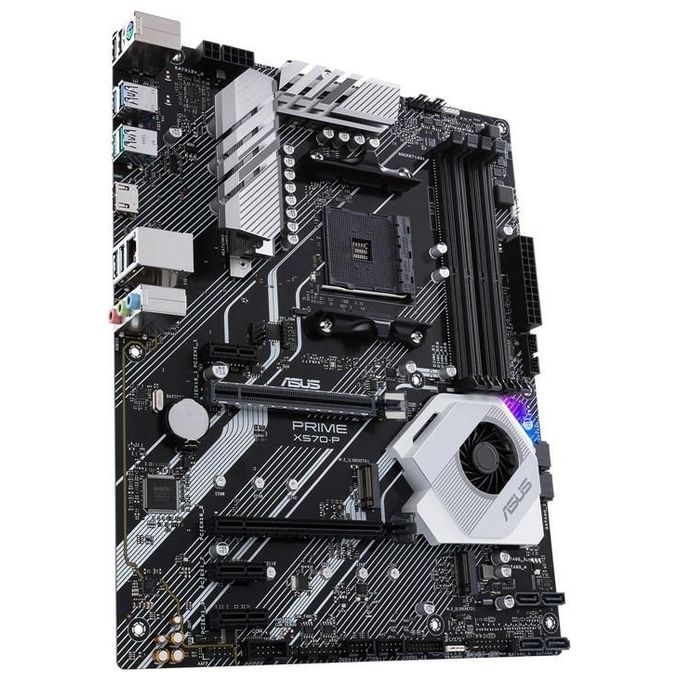 ASUS Prime X570-P Scheda Madre, ATX AMD AM4 Ryzen 3000, 12 fasi di alimentazione DrMOS PCIe 4.0 M.2 DDR4 Intel LAN HDMI DP SLI CFX SATA, USB 3.2 Gen 2 Type-A Type-C Aura Sync RGB