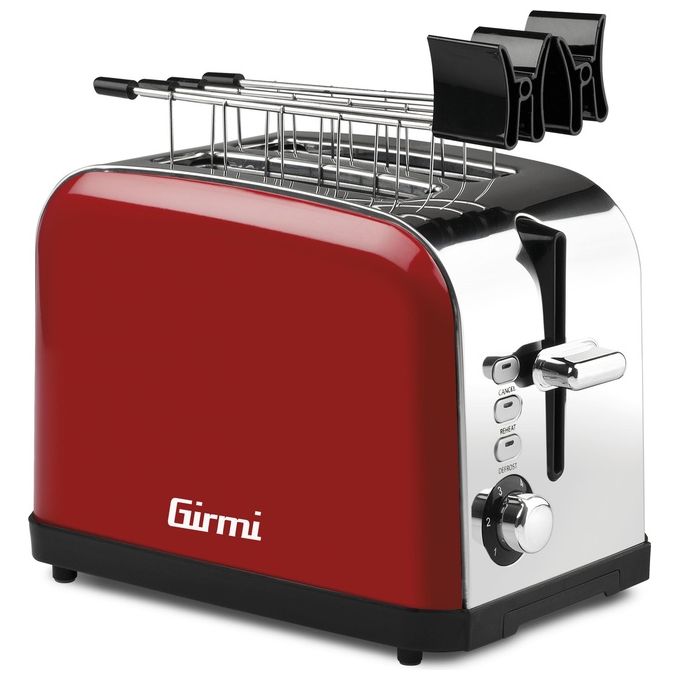 Girmi TP56 Tostapane in Acciaio con 6 Livelli di Cottura 850W Rosso