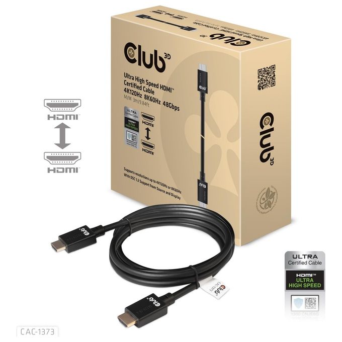 Club3d CAC-1373 Cavo Ultra High Speed Hdmi 10K 120Hz 48Gbps 26 AWG M-M 3mt