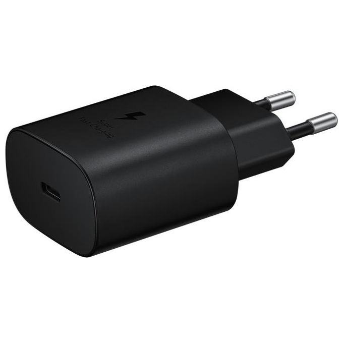 Samsung Caricabatterie Rapido da 25W Porta USB Type-C Nero + Cavo 1Mt USB Type-C Nero