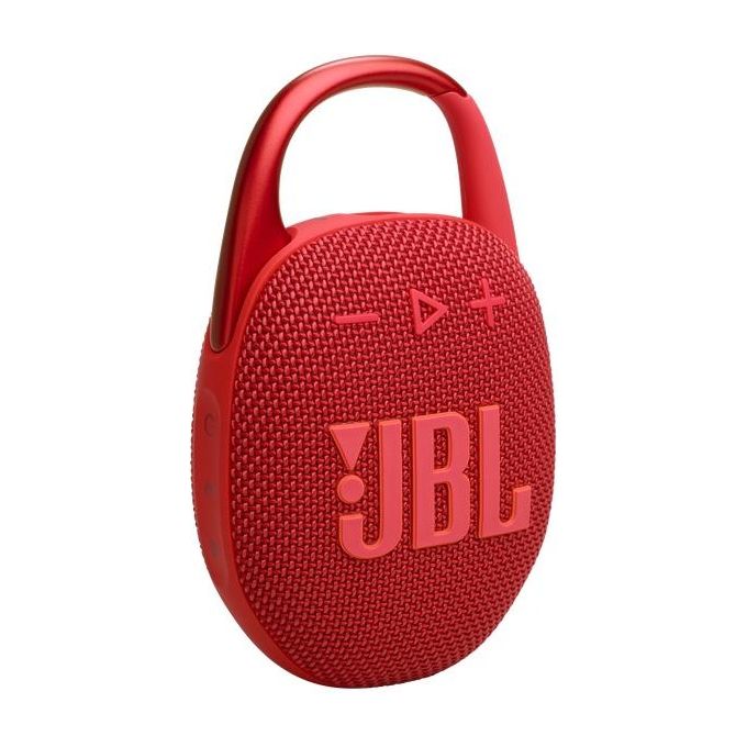 JBL Clip 5 Speaker Bluetooth Portatile Altoparlante Wireless Compatto Moschettone Integrato Waterproof e Resistente alla Polvere IP67 fino a 12 h di Autonomia App Portable Rosso