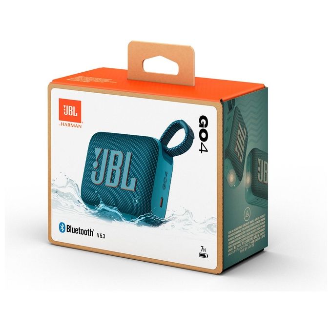 JBL GO 4 Speaker Bluetooth Portatile Altoparlante Wireless con Design Compatto Waterproof e Resistenza alla Polvere IP67 fino a 7 h di Autonomia USB Compatibile con App Portable Blu