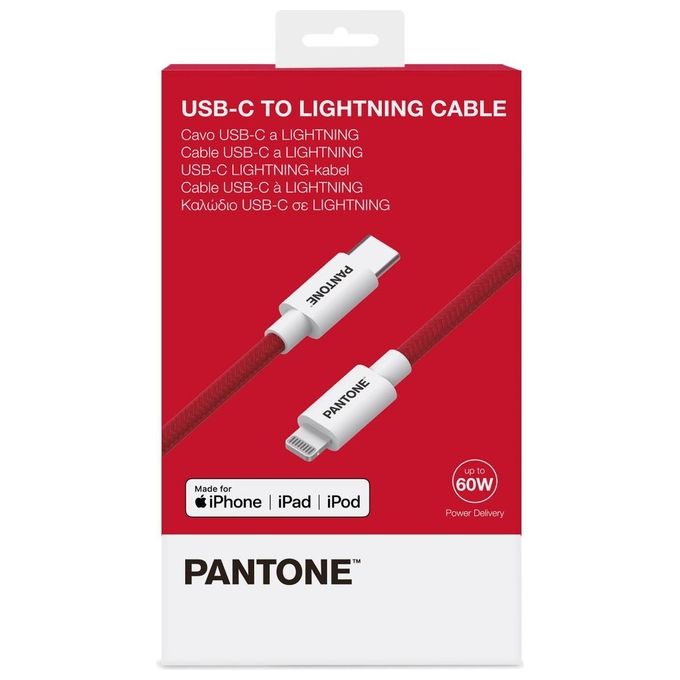 Pantone Cavo USB-C a Lightning Compatibile con Dispositivi Apple e Sistema iOS Rosso