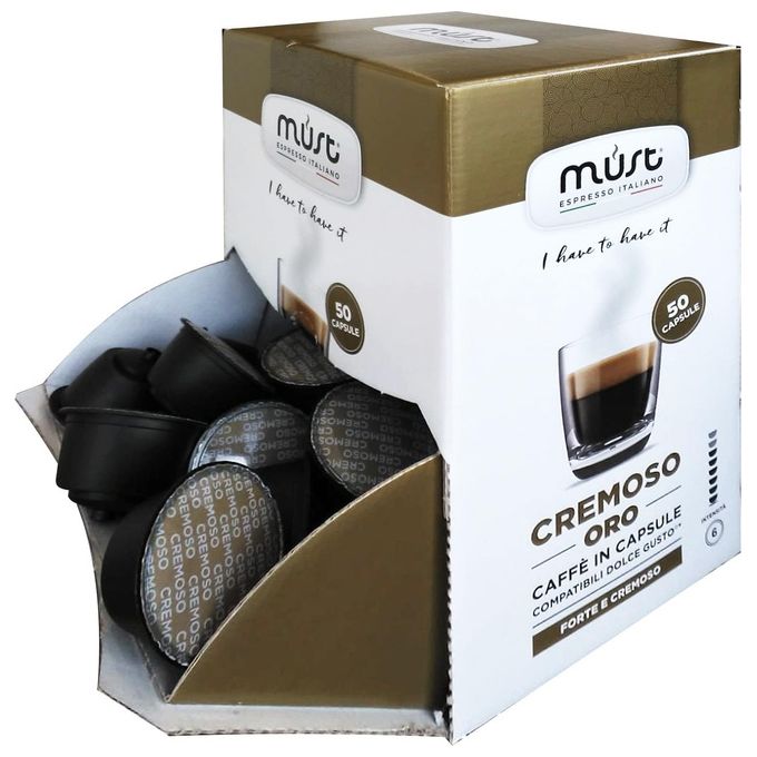 Must 50 Capsule Caffe' Autoprotette in Plastica 100% Riciclabile Miscela Cremoso Intensita' 6-8