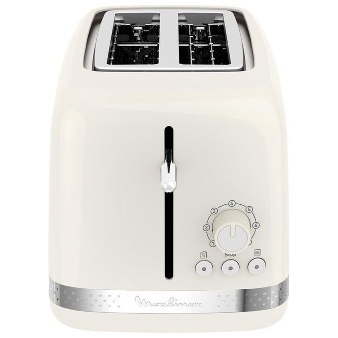 Moulinex LT300A10 Soleil - Tostapane 2 fette, 850 W, 7 livelli di doratura, Funzioni riscaldamento e scongelamento, Vassoio raccoglibriciole, Avorio
