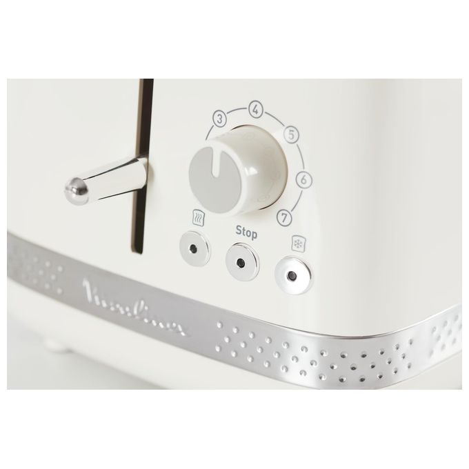 Moulinex LT300A10 Soleil - Tostapane 2 fette, 850 W, 7 livelli di doratura, Funzioni riscaldamento e scongelamento, Vassoio raccoglibriciole, Avorio