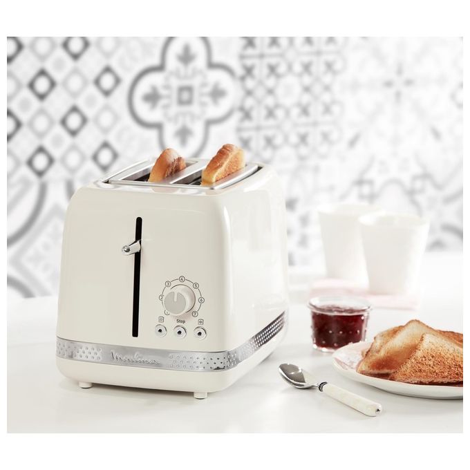 Moulinex LT300A10 Soleil - Tostapane 2 fette, 850 W, 7 livelli di doratura, Funzioni riscaldamento e scongelamento, Vassoio raccoglibriciole, Avorio