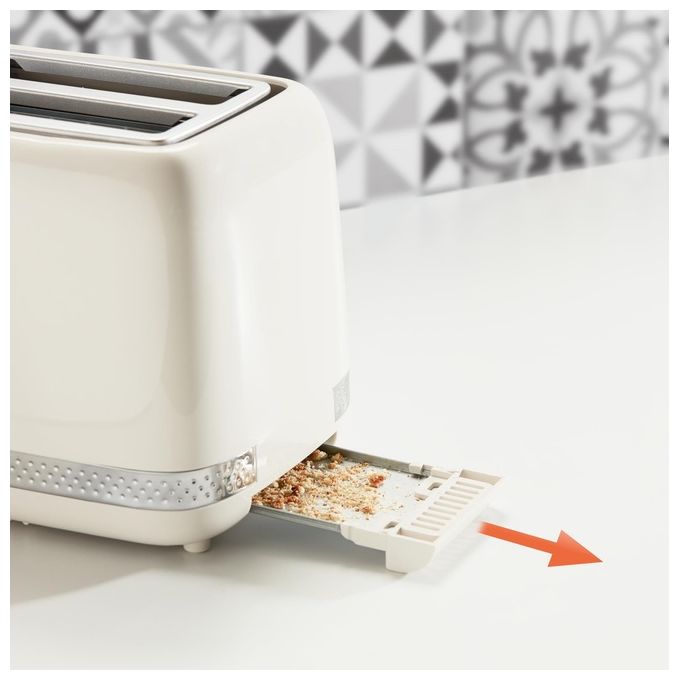 Moulinex LT300A10 Soleil - Tostapane 2 fette, 850 W, 7 livelli di doratura, Funzioni riscaldamento e scongelamento, Vassoio raccoglibriciole, Avorio