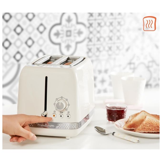 Moulinex LT300A10 Soleil - Tostapane 2 fette, 850 W, 7 livelli di doratura, Funzioni riscaldamento e scongelamento, Vassoio raccoglibriciole, Avorio