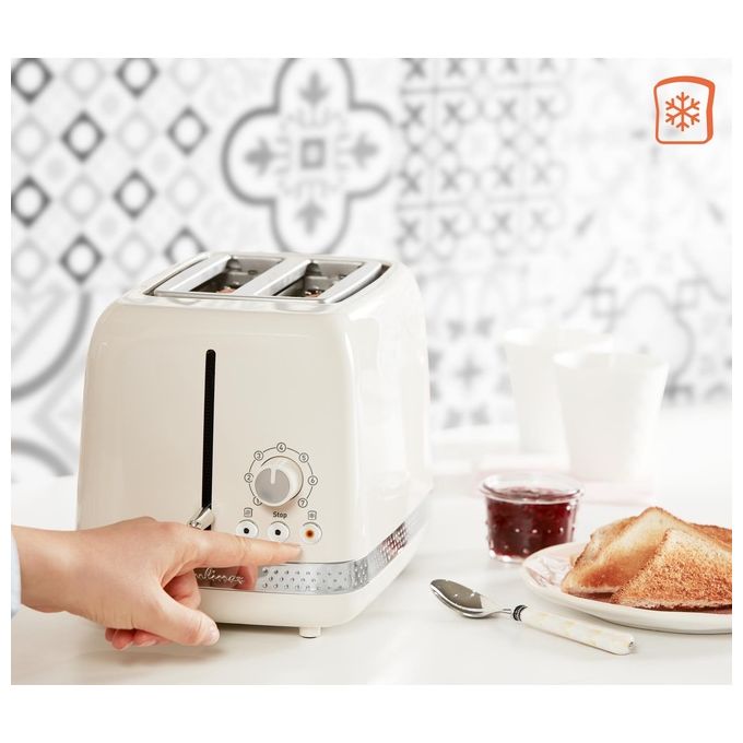 Moulinex LT300A10 Soleil - Tostapane 2 fette, 850 W, 7 livelli di doratura, Funzioni riscaldamento e scongelamento, Vassoio raccoglibriciole, Avorio