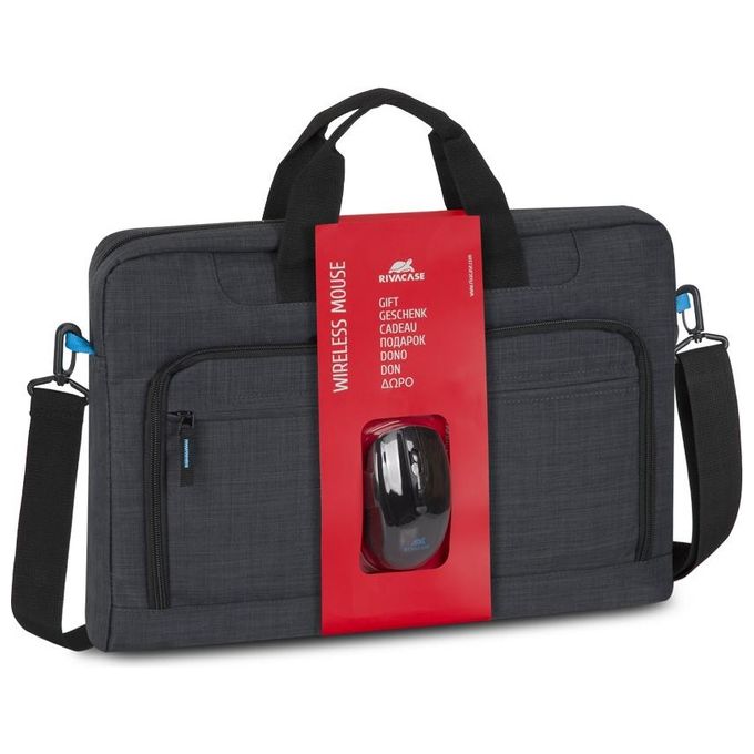 Rivacase Borsa per Notebook 17.3'' con Mouse Wireless Nero
