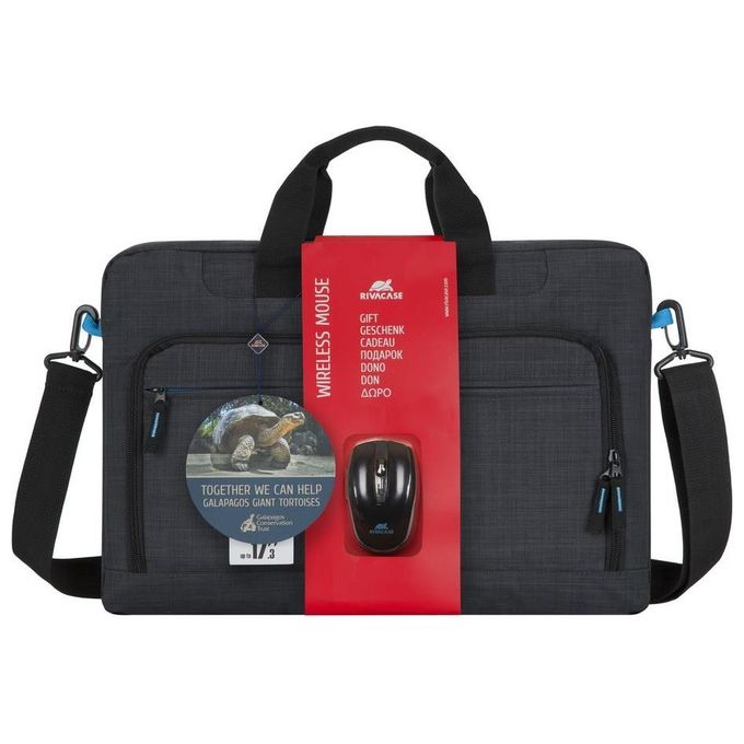 Rivacase Borsa per Notebook 17.3'' con Mouse Wireless Nero