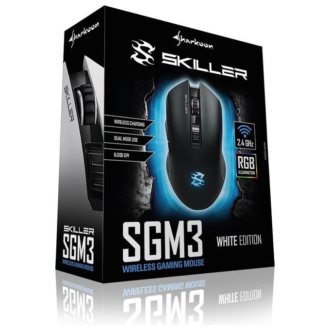 Sharkoon     gaming Mouse 6.000 dpi, Bianco, Wireless