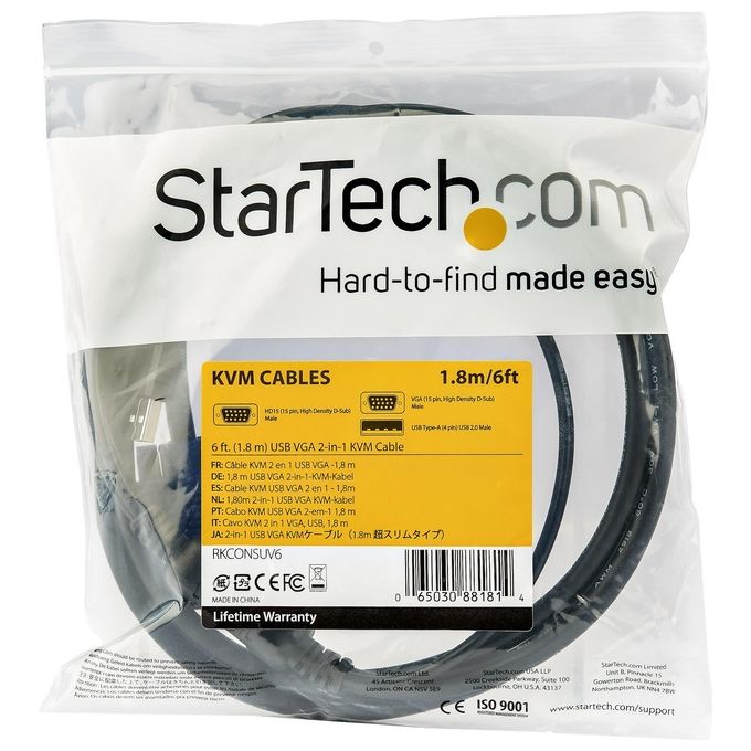 Startech Cavo Kvm Usb da 1,8m per Console Montabile ad Armadio Rack