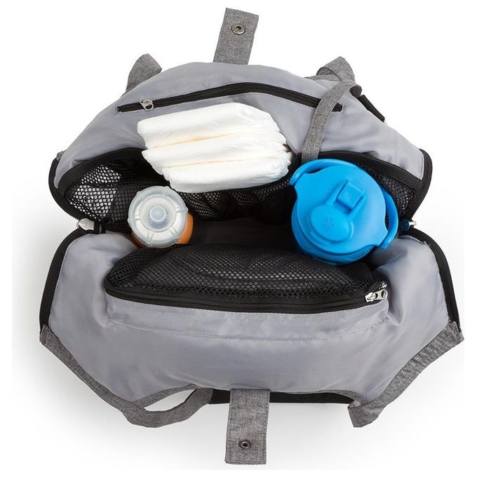 7AM Enfants Barcelona Diaper Bag - Borsa Cambio Spaziosa Heather Grey e Rosso, Design Funzionale, Con Materassino e Tracolla