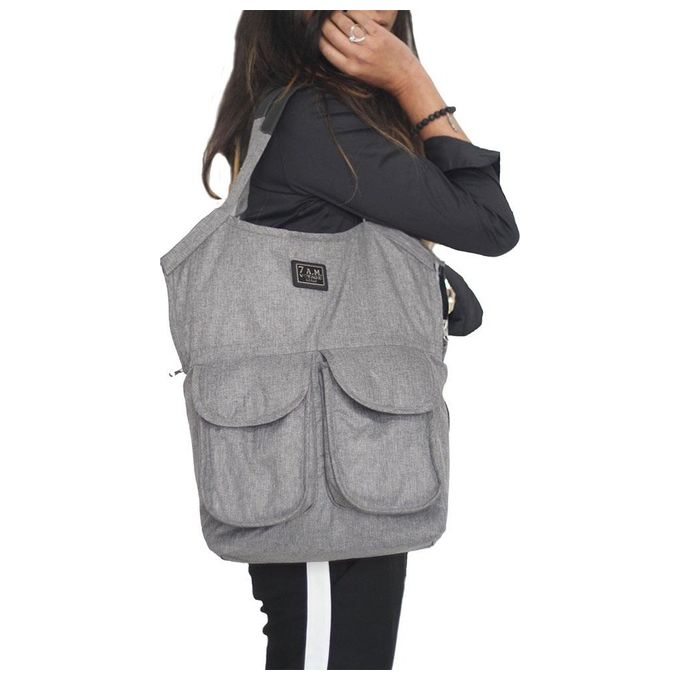 7AM Enfants Barcelona Diaper Bag - Borsa Cambio Spaziosa Heather Grey e Rosso, Design Funzionale, Con Materassino e Tracolla