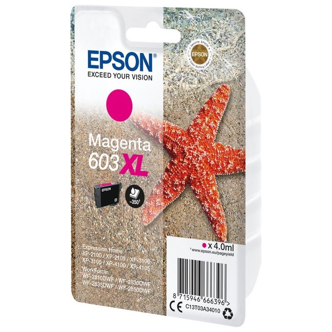 Epson C13T03A34020 603XL Stella Marina Cartuccia d'Inchiostro Originale Inkjet Alta Resa 350 pagine 4 ml colore Magenta