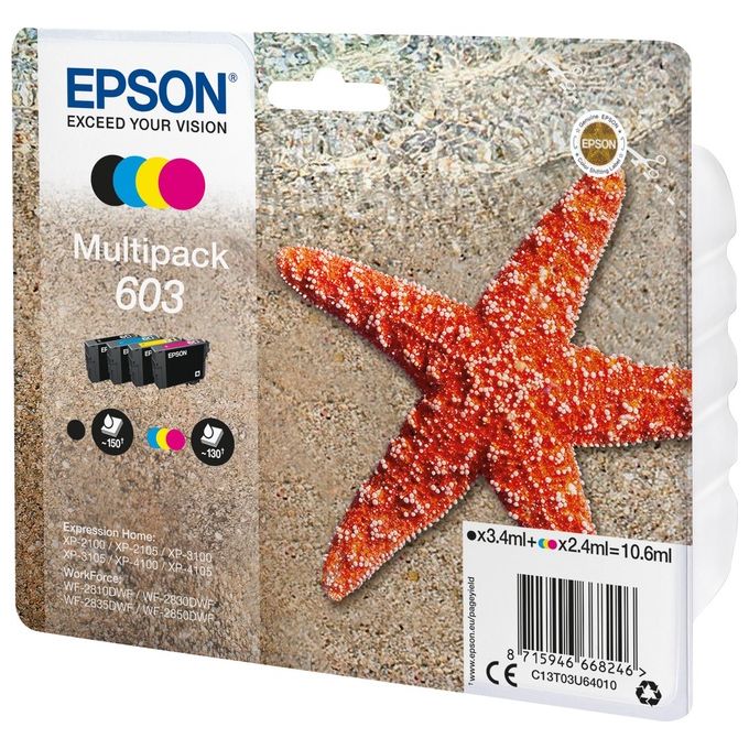 Epson C13T03U64020 Stella Marina Multipack Cartucce Inchiostro 4 Colori Nero Ciano Magenta Giallo Resa Standard