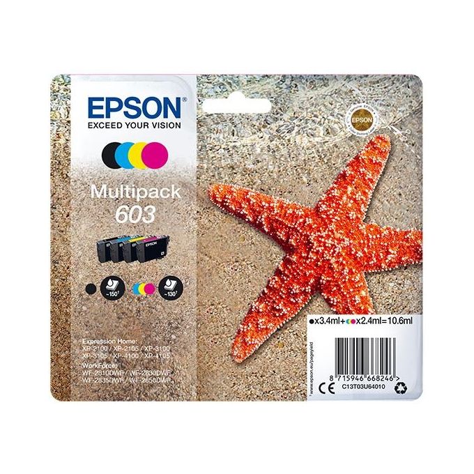 Epson C13T03U64020 Stella Marina Multipack Cartucce Inchiostro 4 Colori Nero Ciano Magenta Giallo Resa Standard